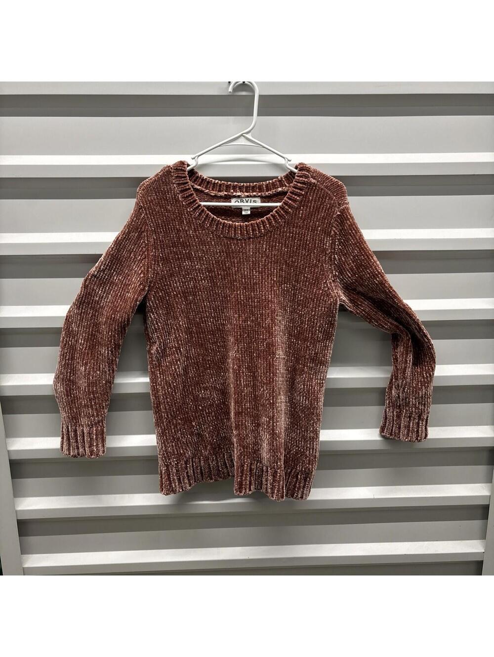 Orvis Women's Sz Medium Rose Pink Mauve Chunky Knit Soft Chenille Sweater Tunic